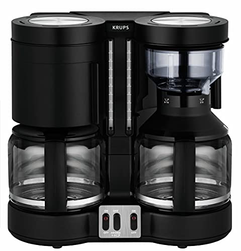 (-39%) KRUPS Filterkaffeemaschine Duothek Plus, Kombiautomat, 2 unabhängige Brühsysteme, Kaffee und Tee, 2 x 10 Tassen, 2 Schwenkfilter mit Tropfverschluß, 2 separate Wasserstandsanzeigen, Schwarz, KM8508