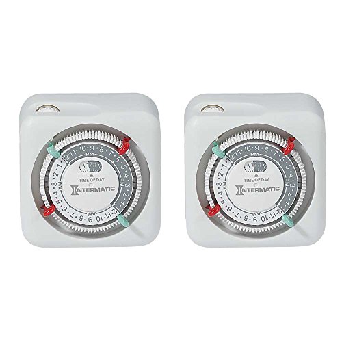 Intermatic TN111K 15-Amp Indoor Timer - Versatile 24-Hour Control - Easy Manual Override and Single 2-Prong Design (2 Pack)