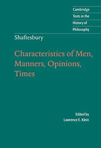 Shaftesbury: Characteristics of Men, Manners, Opinions, Times (By: Anthony AshleyCooper,Lawrence E. Klein) cover