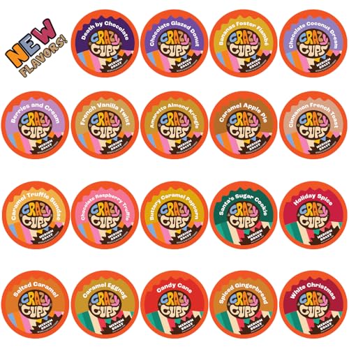 Crazy Cups Flavored Coffee in Single Serve Coffee Pods - Flavor Coffee Variety Pack for Keurig K Cups Machine, 20 Count