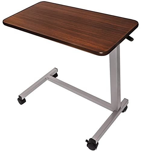 Vaunn Medical Adjustable Overbed Bedside Table With Wheels (Hospital and Home Use)