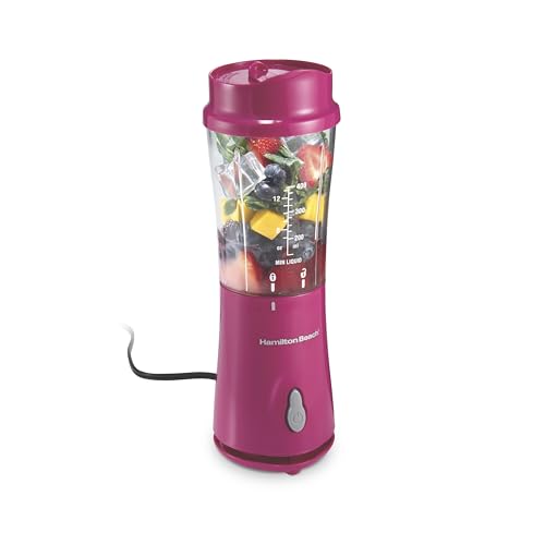 Hamilton Beach Portable Blender for Shakes and Smoothies, 14 Oz BPA Free Travel Cup & Lid, Durable Stainless Steel Blades