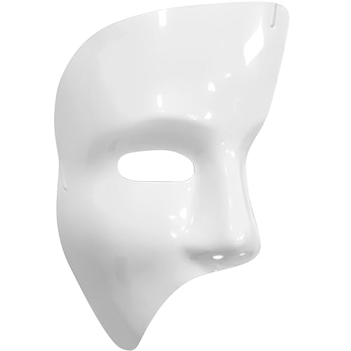 White Phantom Plastic Mask Costume Accessory - 1 Count - Durable, Mystery & Elegant - Ideal Halloween & Masquerade Party Wear, One Size Fit Most