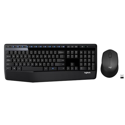 Logitech MK345 combo inalámbrico - Teclado de computadora de tamaño completo con reposamanos y cómodo ratón diestro (no necesariamente español)