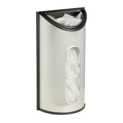 Honey-Can-Do Stainless Steel Plastic Bag Saver & Trash Bag Dispenser, Wall-Mounted Plastic Bag Organizer for Kitchen, Pantry, Garage, Durable Stainless Steel Storage for Grocery Bags and Space-Saving