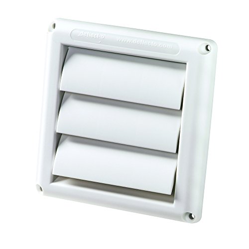 Deflecto Supurr-Vent Louvered Weather-Resistant Outdoor Plastic Dryer Vent Cover for 4 inch Pipe, UV Protection for Maximum Airflow Efficiency & Long-Lasting Durability | 6 inch x 6 inch Size | White