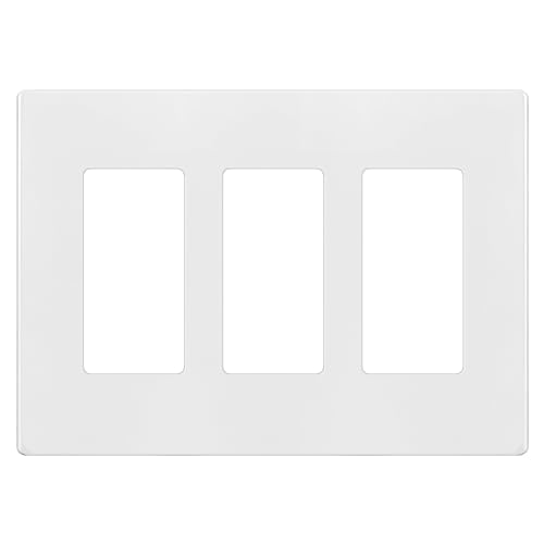 ENERLITES Screwless Decorator Wall Plate Child Safe Cover, Size 3-Gang 4.68" H x 6.53" L, Unbreakable Polycarbonate Thermoplastic, SI8833-W, Glossy, White