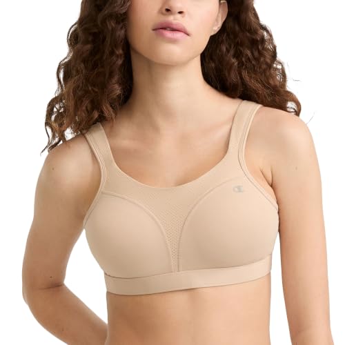 Champion Women's Sports Bra, High-Impact, Maximum Support, Breathable, Moisture-Wicking Fabric, Nude, 40D