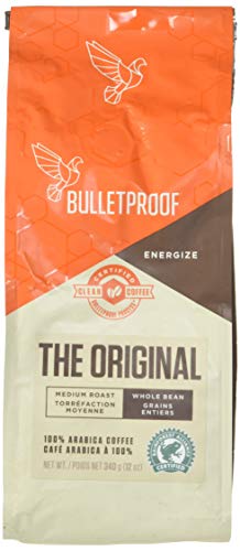 Bulletproof Original Medium Roast Whole Bean Coffee, 12 Ounces, Clean Coffee Tested for Toxins, Packaging May Vary
