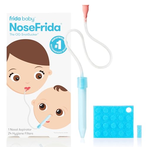 Frida Baby NoseFrida SnotSucker for Baby, Nasal Aspirator for Baby, Nose Sucker Baby Nasal Aspirator for Baby, Congestion Relief with 24 Extra Hygiene Filters