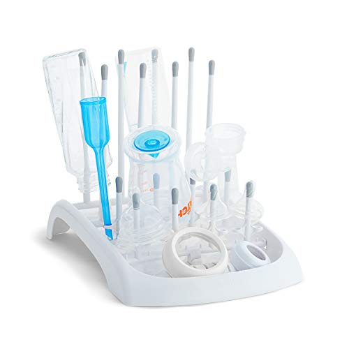 Munchkin Fold Baby Bottle Drying Rack - Compact Design Folds Flat for Easy Storage, White/Grey