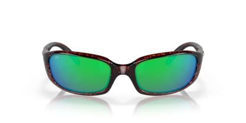 Costa Del Mar Sunglasses for Men - Brine Mens Polarized Sunglasses - Fishing, Boating & Beach UV Protection - Size 59 - Tortoise/Green Mirror 580P