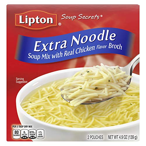 Lipton Soup Secrets Instant Soup Mix For a Warm Bowl of Soup Extra Noodle Soup Made With Real Chicken Broth Flavor, 5 Ounce (Pack of 2)