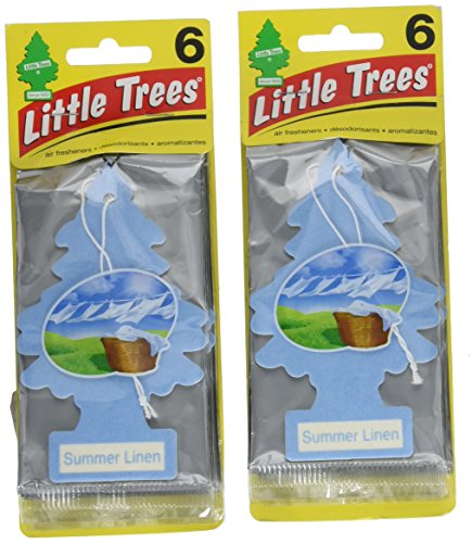 Little Trees Cardboard Hanging Car, Home &amp; Office Air Freshener, Summer Linen (Pack of 12)Car Air Fresheners, Peach