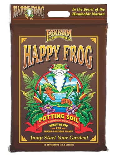 FoxFarm Happy Frog Potting Soil, 12qt – for Indoor/Outdoor Container Plants, Improves Root Efficiency, pH Adjusted for Optimal Nutrient Uptake – Contains Microbes and Humic Acids