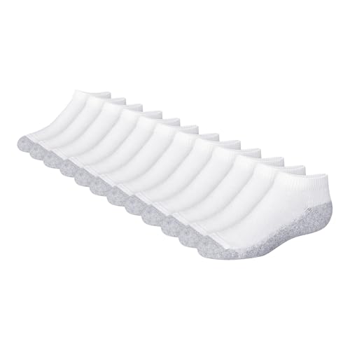Hanes boys Extra Durable No Show Multipack athletic socks, White, Large - 3-9 US