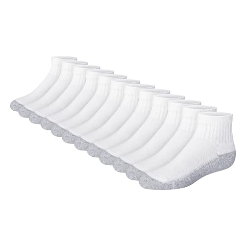 Hanes boys Extra Durable Ankle athletic socks, 12 Pair, White, Small US