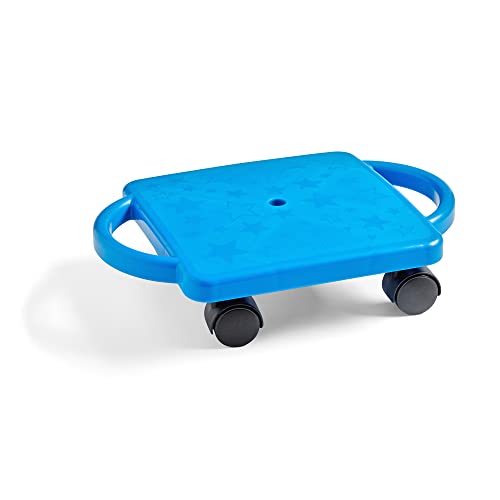 hand2mind Blue Indoor Scooter Board with Handles, Sit Down Floor Scooter, Gym Activities for Kids, Indoor Spor