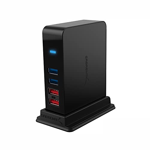 Sabrent 7-Port Hub Most Comprehensive Space-saving Sabrent USB hub helps when your desk is too