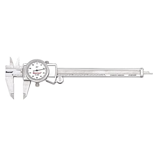 Starrett Dial Caliper with Adjustable Bezel and Fitted Case - White Face, 0-6" Range, -0.001" Accuracy, .001" Graduation - 3202-6
