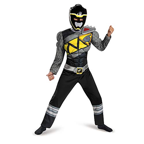 Black Power Rangers Costume for Kids. Official Licensed Black Ranger Dino Charge Classic Muscle Power Ranger Suit with Mask for Boys & Girls