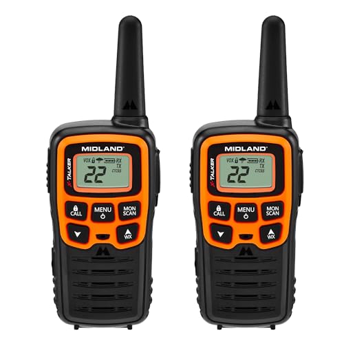 Midland- T51VP3 X-TALKER Spotting and Recovery Walkie-Talkie Long Range - FRS Two Way Radio for kids Caravanning with NOAA Weather Scan + Alert, 38 Privacy Codes - Black/Orange - 2 Pack