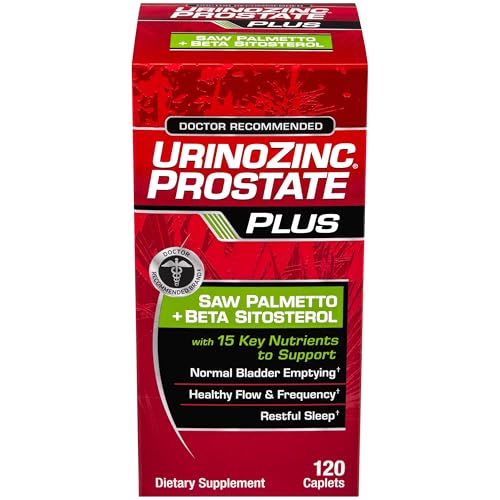 Urinozinc Prostate Plus, Saw Palmetto & Beta Sitosterol Supplement for Men, Reduce Frequent Urination (2 Month Supply, 120 Count)