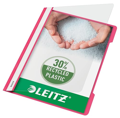 (-41%) Leitz A4 Standard Schnellhefter, 25er Pack, 30% Pre-Consumer Recycling-Kunststoff, Hefter für A4-Blätter, 60 Blatt Kapazität, Ideal als Dokumententasche für Schule, Haushalt oder Büro, Pink, 41910022