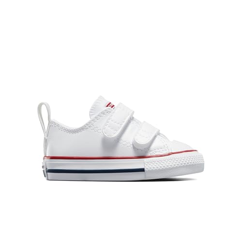 Converse Girl's Chuck Taylor All Star 2V Leather Low Top Shoe, White, 10 M US Toddler