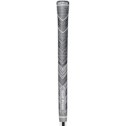 Golf Pride MCC Plus4 Golf Club Grip - All-Weather Hybrid Grip with Larger Lower Hand - Brushed Cotton Cord & Pebbled Texture - Midsize - Grey