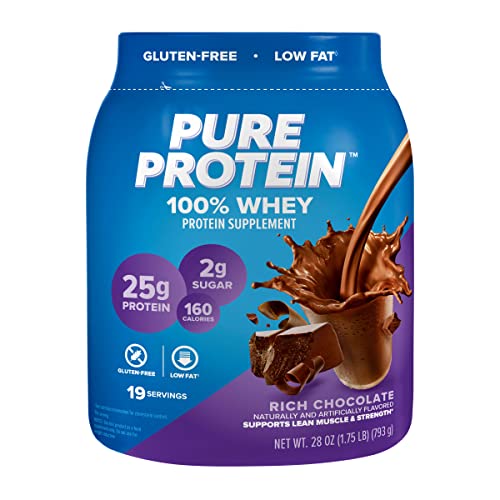 Pure Protein 100% Whey Protein Powder, Rich Chocolate, 1.75 lb