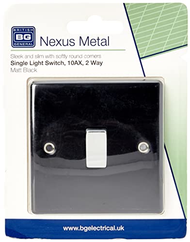 BG Electrical nmb12 1-Gang 2-Way Metal Light Switch - Matt Black