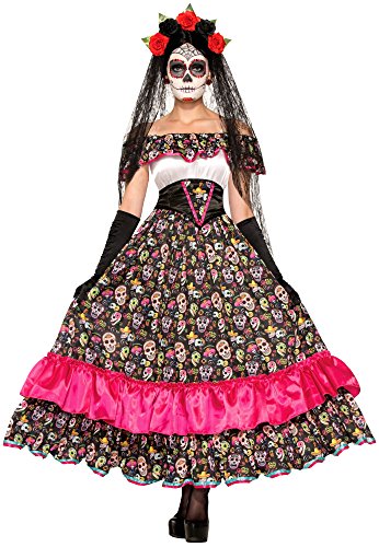 Rubies Day of The Dead Lady Costume for Adults, Women's Standard Black