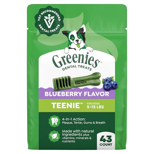 Greenies Teenie Dental Dog Treats, Blueberry Flavor, 12 oz. Pack (43 Treats)