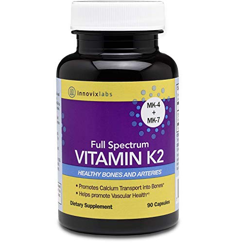 InnovixLabs Full Spectrum Vitamin K2-90 Softgels with 600 mcg of Trans Form MK7 and MK4 - Supports General Health and Bone Strength - Soy and Gluten Free K2 Vitamin Supplement