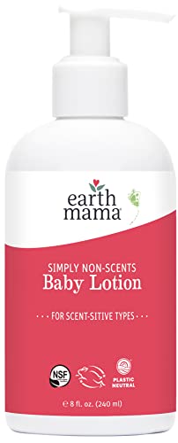 Earth Mama Simply Non-Scents Baby Lotion for Dry Skin, Calendula Cream, Skin Care for Kids, Organic Moisturizer, Unscented Lotion with Aloe, Rooibos, & Shea Butter, 8-Fl oz