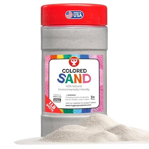 Hygloss Colored Sand for Crafts – 1 lb Bottle, White – Vibrant Colorful Fine Sensory Play Sand Art Kits for Kids – Classroom Activities for Children 3 4 5 6 7 8 9 10 11 12 – Safe for Ages 3+