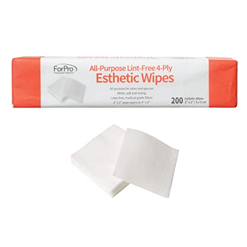 ForPro Professional Collection All-Purpose Lint-Free 4-Ply Esthetic Wipes, for Salon and Spa Use, Soft, Strong and Durable, Latex-Free, 2" x 2", 200-Count
