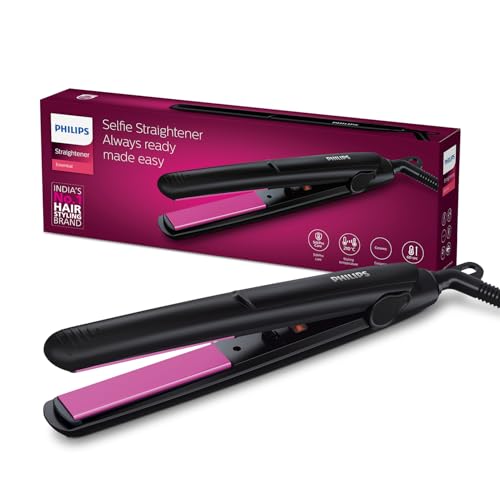 Philips India's No.1 Hair Styling Brand Selfie Hair Straightener, Minimized Heat Damage,SilkPro Care, Ceramic Plates,Smooth Shiny Straight Hair, 210°C