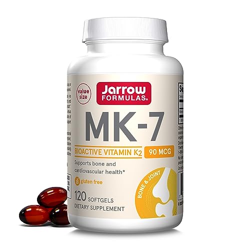 Jarrow Formulas MK-7 90 mcg - Bioactive Form of Vitamin K2-120 Servings (Softgels) - for Bone & Cardiovascular Health - Vitamin K2 MK-7 Dietary Supplement - K2 Vitamin Supplement MK-7 - Gluten Free