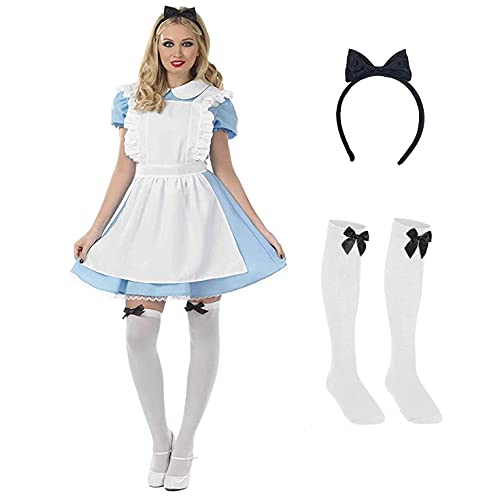fun shack Womens Alice Costume, Blue Dress, Alice Costume, Fairy Tale Costumes, Halloween Costumes for Women Adult, L