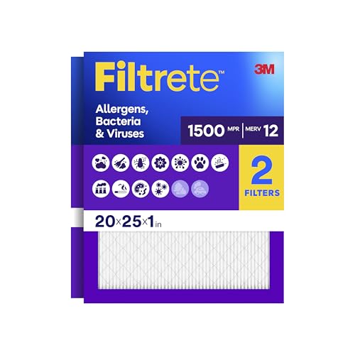 Filtrete 20x25x1 Air Filter MPR 1500 MERV 12 3-Month Pleated 2-Pack