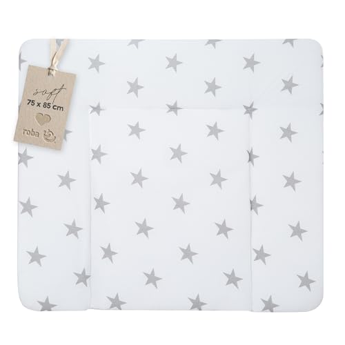 (-28%) roba Wickelauflage Little Stars, 85 x 75 cm - Weiche Wickelunterlage - Baby Wickeltischauflage - PU beschichtet - Sterne Motiv / Weiß
