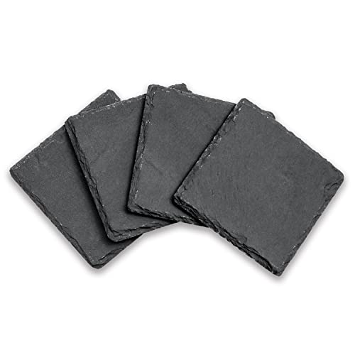 Slate Drink Coasters - Set of 4-4" x 4" by Trademark Innovations