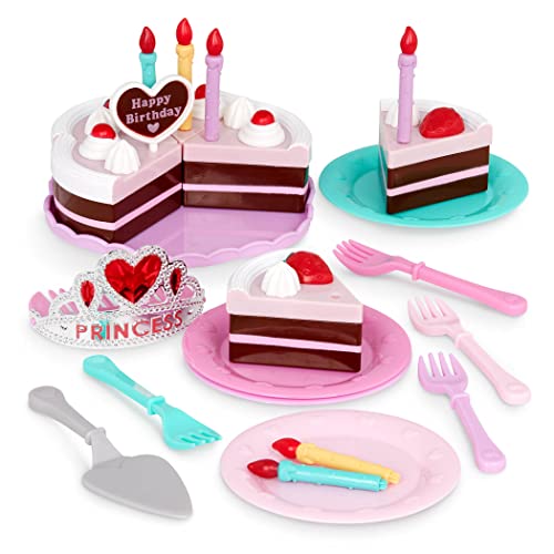 Battat – Play Circle – Birthday Cake – Toy Food – Plates & Candles Accessories – Pretend Play – Princess Birthday Party – 3+ Years(24 Pieces)