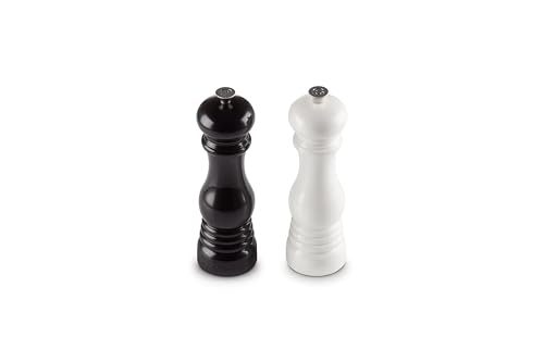 Le Creuset Salt and Pepper Mill Set, 8" x 2 1/2" each, Black &amp; White