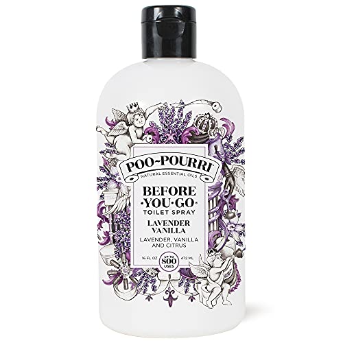 Poo-Pourri Before-You-Go Toilet Spray Refill, Lavender Vanilla,16 Fl Oz, Up to 800 Uses, Bathroom Odor Deodorizer with Essential Oils for Home or Work, Lavender, Vanilla and Citrus Scent