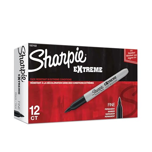 Sharpie Extreme Permanent Markers, Fine Point, Black, 12 Count