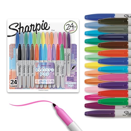 Electro Pop Permanent Markers Fine Tip Marker Set Assorted Colors 24