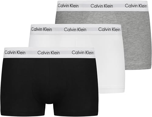 (-37%) Calvin Klein Herren Boxershorts, Hüft-Shorts, hochwertige Baumwoll-Unterhosen für Männer, mit Stretch-Anteil, elastischer Bund, 3er Pack, Mehrfarbig (Schwarz / Weiß / Grau Meliert), M